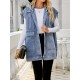 Buttoned Detachable Hooded Pockets Split-Joint Loose Sleeveless Lapel Collar Vest Outerwear