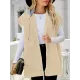 Buttoned Detachable Hooded Pockets Split-Joint Loose Sleeveless Lapel Collar Vest Outerwear