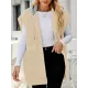 Buttoned Detachable Hooded Pockets Split-Joint Loose Sleeveless Lapel Collar Vest Outerwear