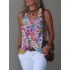 Printed Split-Joint Sleeveless V-Neck Vest Top