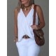 Solid Color Split-Joint Sleeveless V-Neck Vest Top