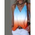 Gradient Split-Joint Sleeveless V-Neck Vest Top