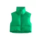 Skinny Sleeveless Solid Color Zipper Stand Collar Padded Vest Vest Top