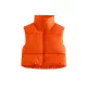 Skinny Sleeveless Solid Color Zipper Stand Collar Padded Vest Vest Top