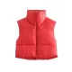 Skinny Sleeveless Solid Color Zipper Stand Collar Padded Vest Vest Top