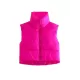 Skinny Sleeveless Solid Color Zipper Stand Collar Padded Vest Vest Top