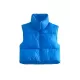 Skinny Sleeveless Solid Color Zipper Stand Collar Padded Vest Vest Top