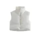 Skinny Sleeveless Solid Color Zipper Stand Collar Padded Vest Vest Top