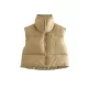 Skinny Sleeveless Solid Color Zipper Stand Collar Padded Vest Vest Top