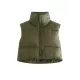 Skinny Sleeveless Solid Color Zipper Stand Collar Padded Vest Vest Top