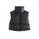 Skinny Sleeveless Solid Color Zipper Stand Collar Padded Vest Vest Top