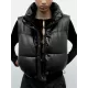 Drawstring Elasticity Solid Color Split-Joint Zipper Skinny Sleeveless Stand Collar Padded Vest