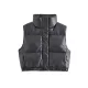 Drawstring Elasticity Solid Color Split-Joint Zipper Skinny Sleeveless Stand Collar Padded Vest