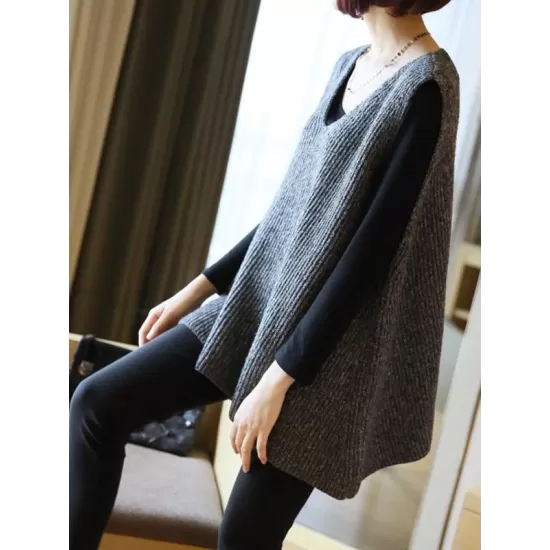 Casual V-Neck Knitting Vest