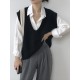 Knitting Irregularity Solid V-Neck Vest