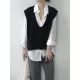 Knitting Irregularity Solid V-Neck Vest