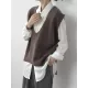 Knitting Irregularity Solid V-Neck Vest