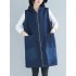 Casual Zipper Sleeveless Denim Vest Hooded Outerwear