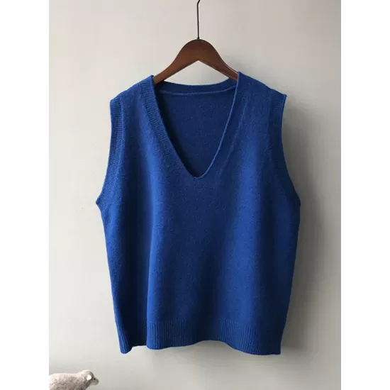 Simple 9 Colors V-Neck Loose Sleeveless Vest