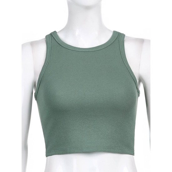 Solid Color Sleeveless Slim Sports Casual Tanks