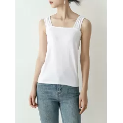 Casual Simple 6 Colors Square-Neck Sleeveless Vest