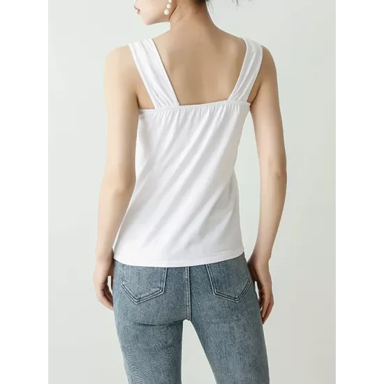 Casual Simple 6 Colors Square-Neck Sleeveless Vest