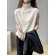 Simple Loose Solid Color High-Neck Knitting Vest Top