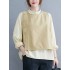 Original Stand Collar Long Sleeves T-Shirt Top&Buttoned Vest Outwear 2 Pieces Set