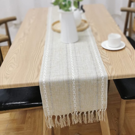 Vintage Woven Tassel Table Runner Tablecloth