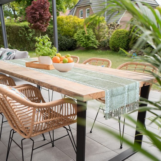 Vintage Woven Tassel Table Runner Tablecloth