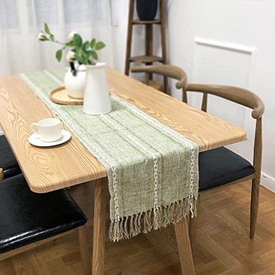 Vintage Woven Tassel Table Runner Tablecloth