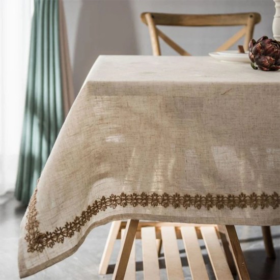 Linen blend Tablecloth Rectangle Tassel Table  Decoration