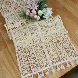 Crochet Tassel Table Runner Blende Fabric for Kitchen