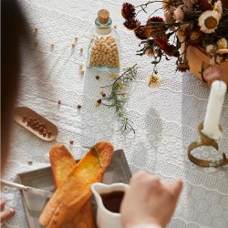 French embroidery white Cotton Tablecloth Table Cover