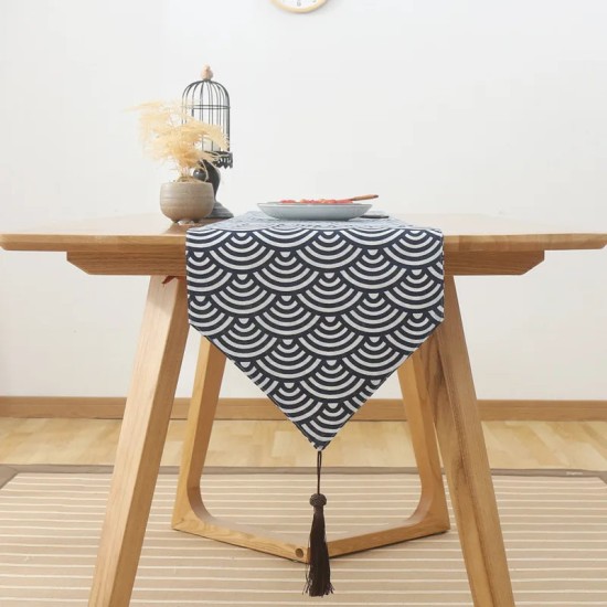 Table Runner Classical Navy Blue Burlap Linen Table Dining Room