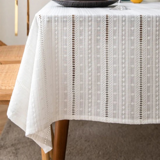 French embroidery white Cotton Tablecloth Table Cover