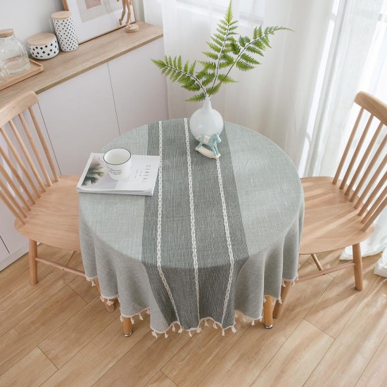 Round Tablecloths with lace 150cm Striped Table Cloth Cotton