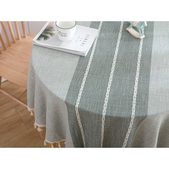 Round Tablecloths with lace 150cm Striped Table Cloth Cotton