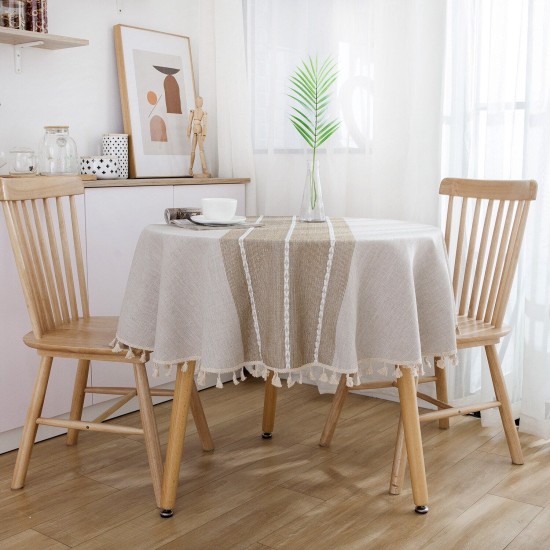 Round Tablecloths with lace 150cm Striped Table Cloth Cotton