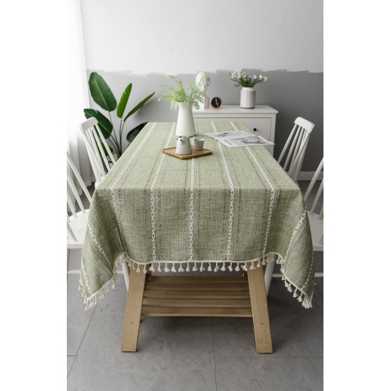 Tableware hollow solid color long stripe jacquard Nordic tablecloth