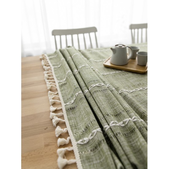 Tableware hollow solid color long stripe jacquard Nordic tablecloth