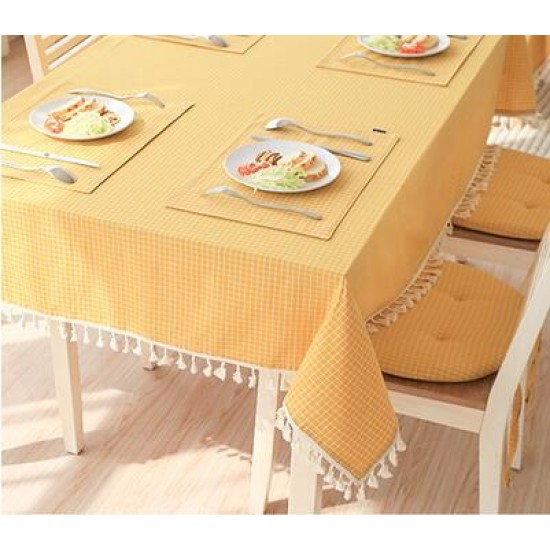 Japan Style Linen Cotton Tassel Table Cloth