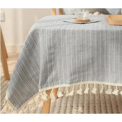 Japan Style Linen Cotton Tassel Table Cloth