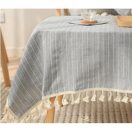 Japan Style Linen Cotton Tassel Table Cloth