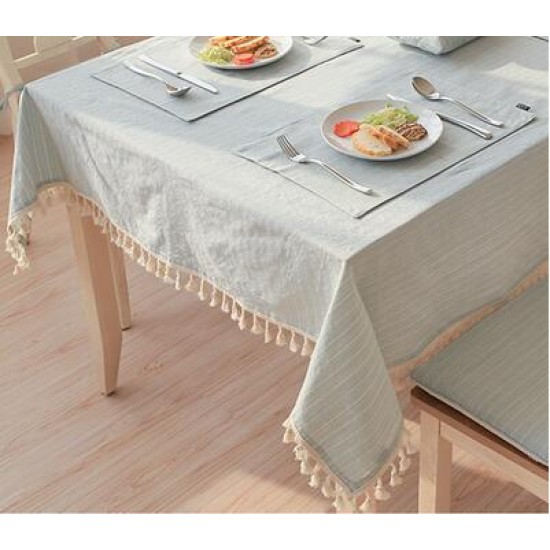 Japan Style Linen Cotton Tassel Table Cloth