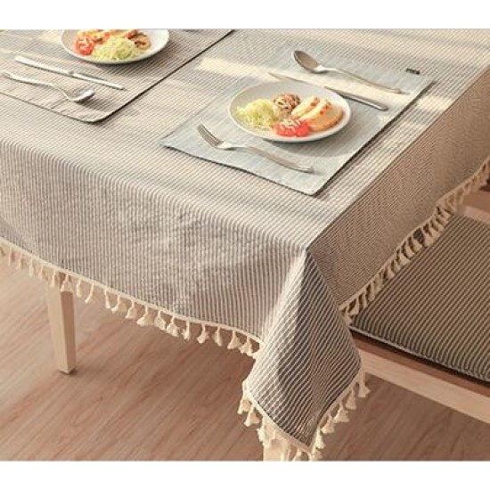 Japan Style Linen Cotton Tassel Table Cloth