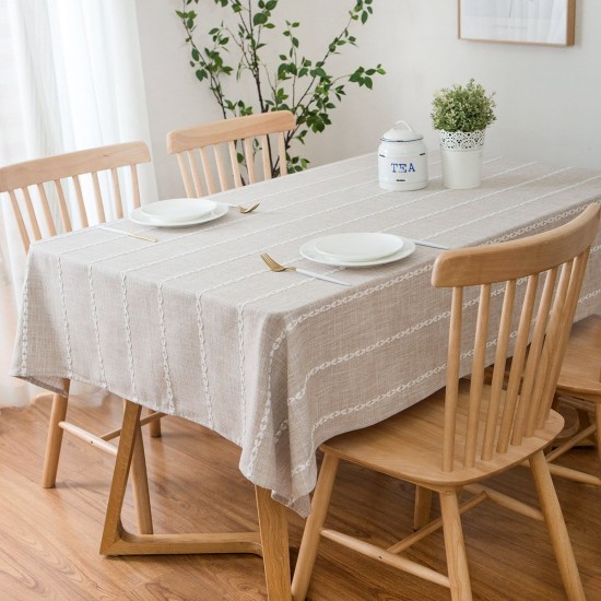 Nordic Stripe Style Cotton linen Tablecloth