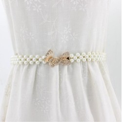 Pearl Belt Waist Belt Elastic Buckle Pearl Chain Belt