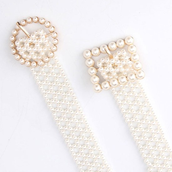 Belts  Pearl Waist Chain Water Drill Inlaid with Pearl Fashion Dress Accessories