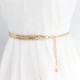 Gold Elastic Belt for Women Flower Leaf Ladies Waist Belts